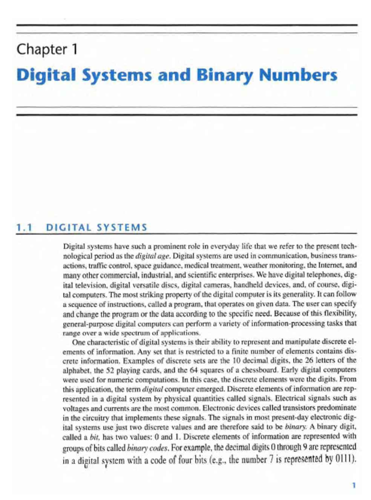 Chapter 1: Digital Systems and Binary Numbers (DIG 101) - Studocu
