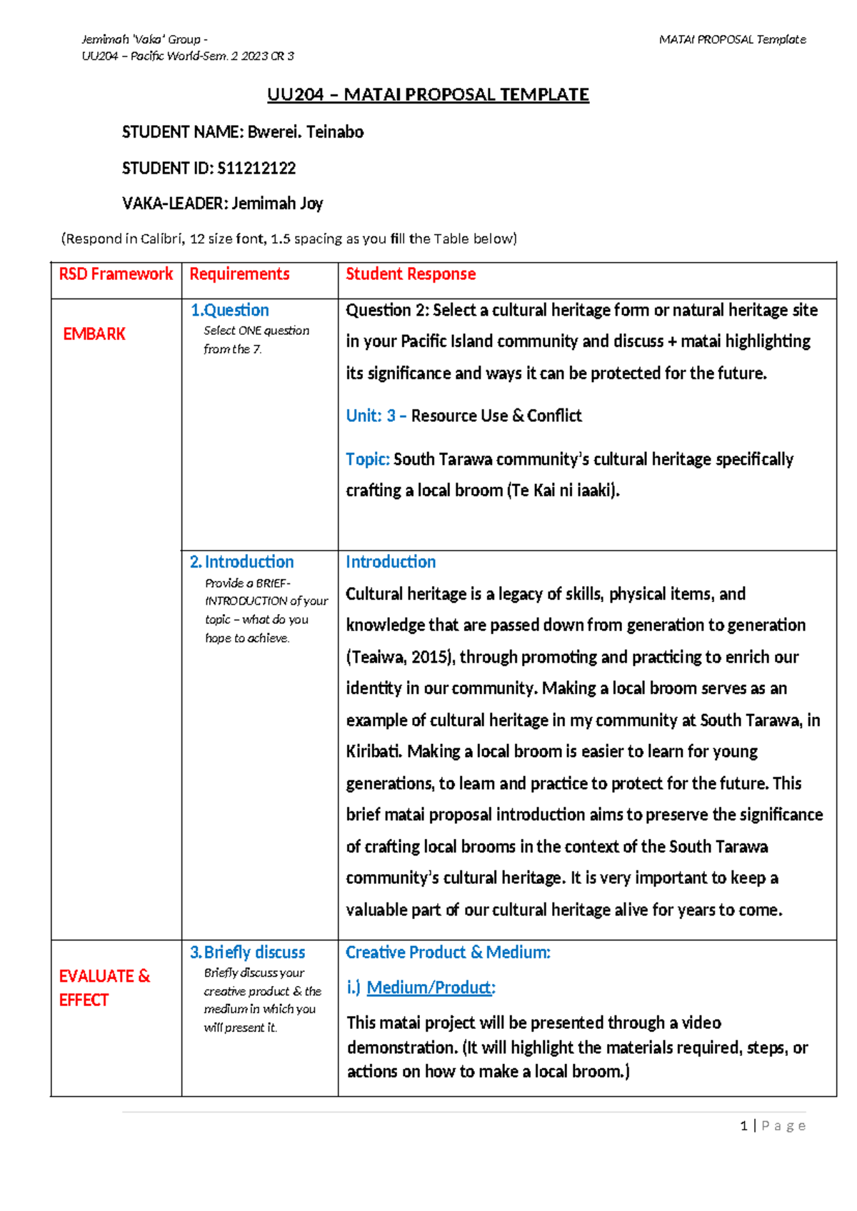 UU204 - Matai Proposal Template for Cultural Heritage in South Tarawa ...