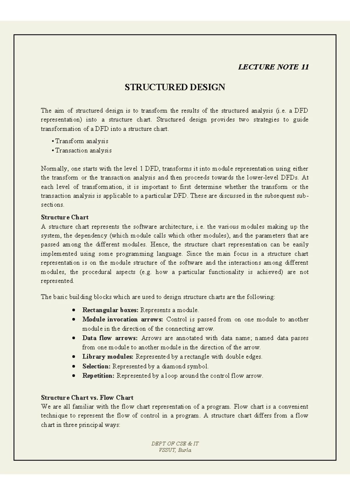 Structured Design and Data Flow Diagrams Overview (CSE IT) - Studocu