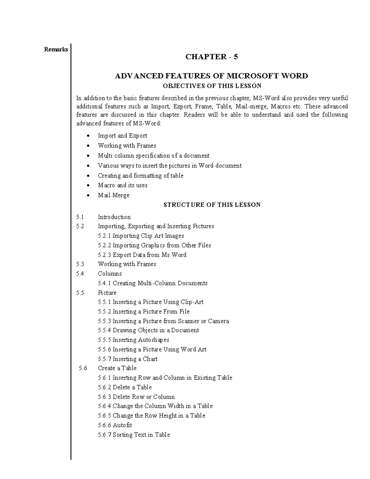 BM1006-1: Advanced Features of Microsoft Word - Chapter 5 Notes - Studocu