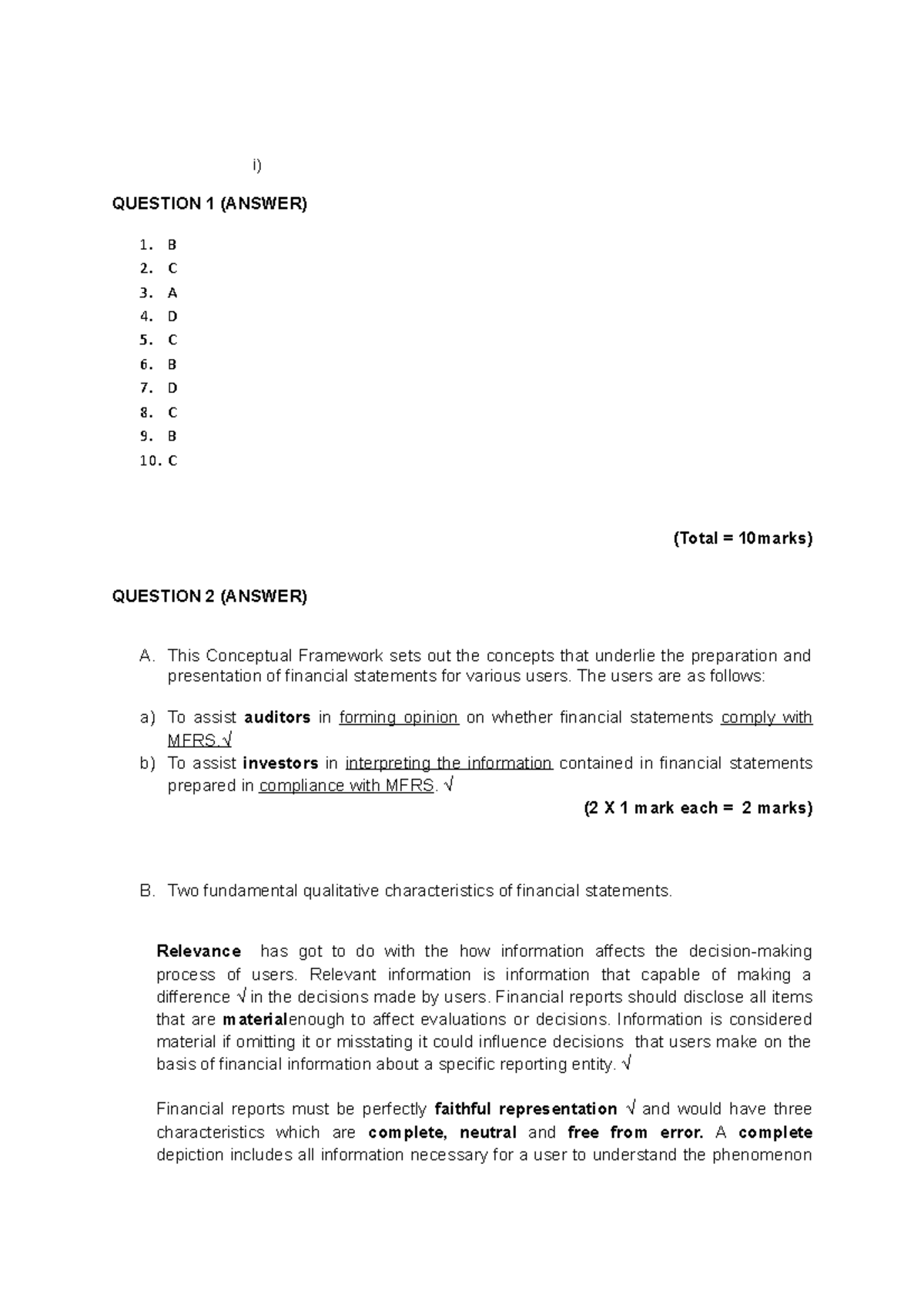 FAR 410 TEST Solution NOV 2017 solved - i) QUESTION 1 (ANSWER) B C A D ...
