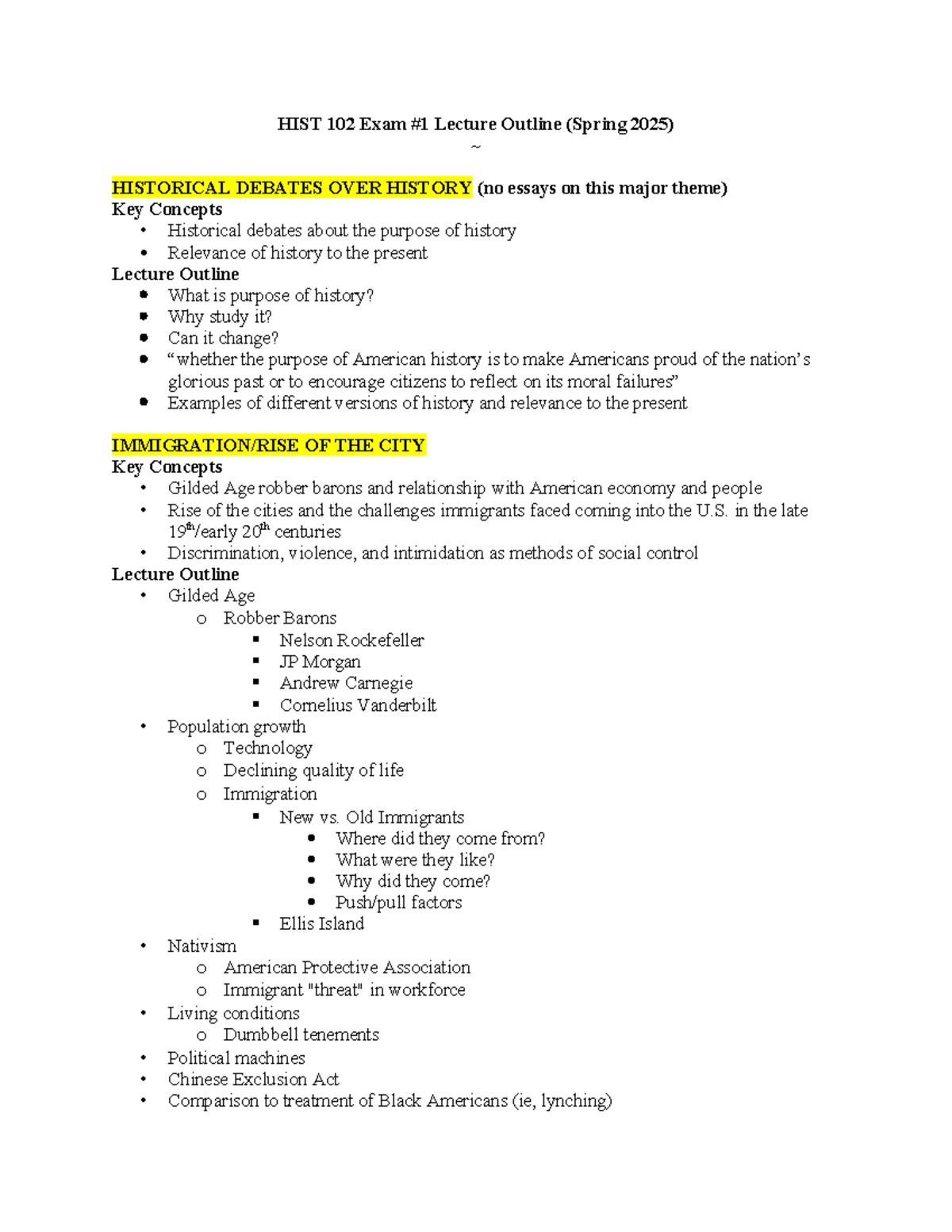 HIST 102 Exam #1 Lecture Outline: Key Themes & Concepts Overview ...