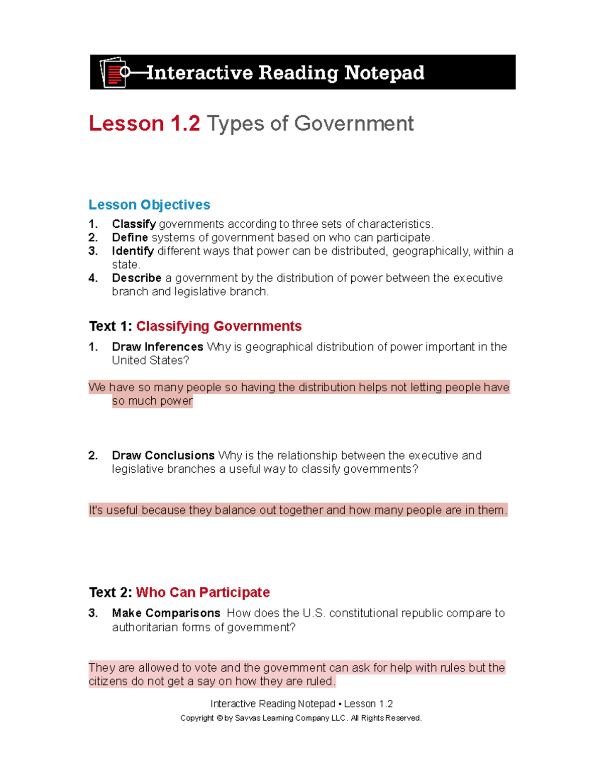 Copy Of 1.2 Notepad - Types Of Government - Lesson 1 Types Of 