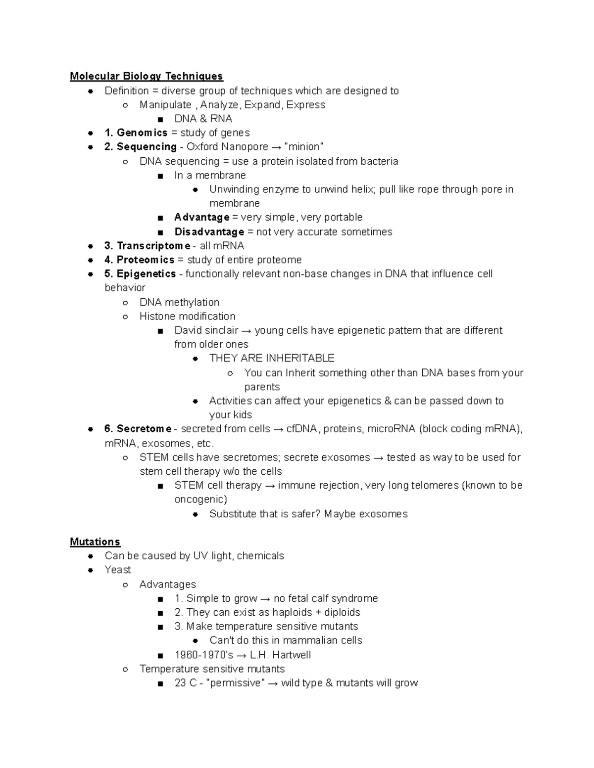 Cell Bio Exam 2 Study Notes: Molecular Biology Techniques Overview ...