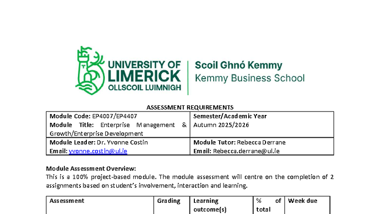 EP4007 Module Assessment - ASSESSMENT REQUIREMENTS Module Code: EP4007 ...