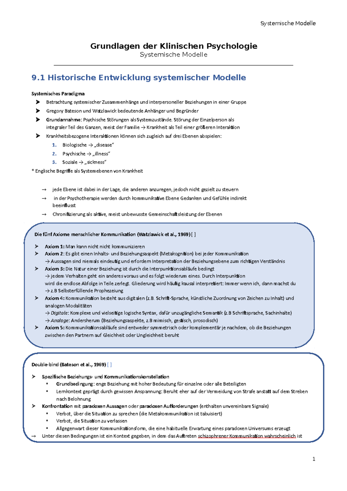 10 - Systemische Modelle - Grundlagen der Klinischen Psychologie ...
