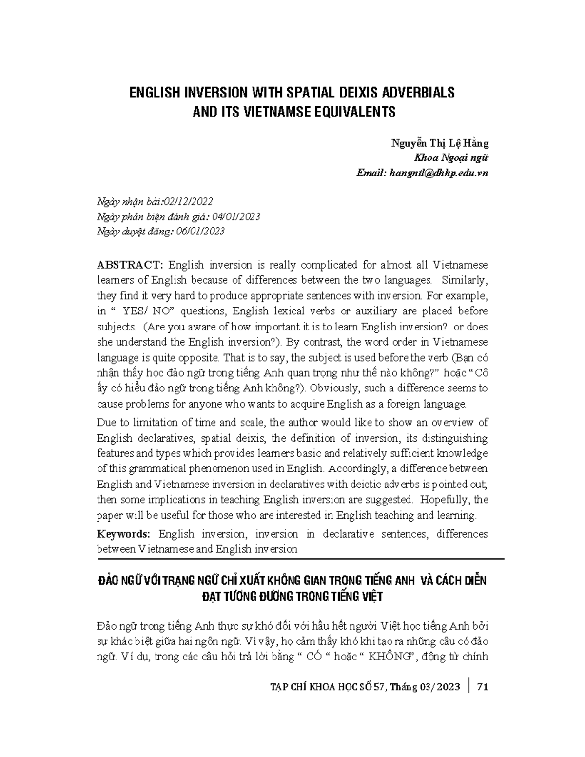 78036-Research on English Inversion vs. Vietnamese Equivalents - Studocu