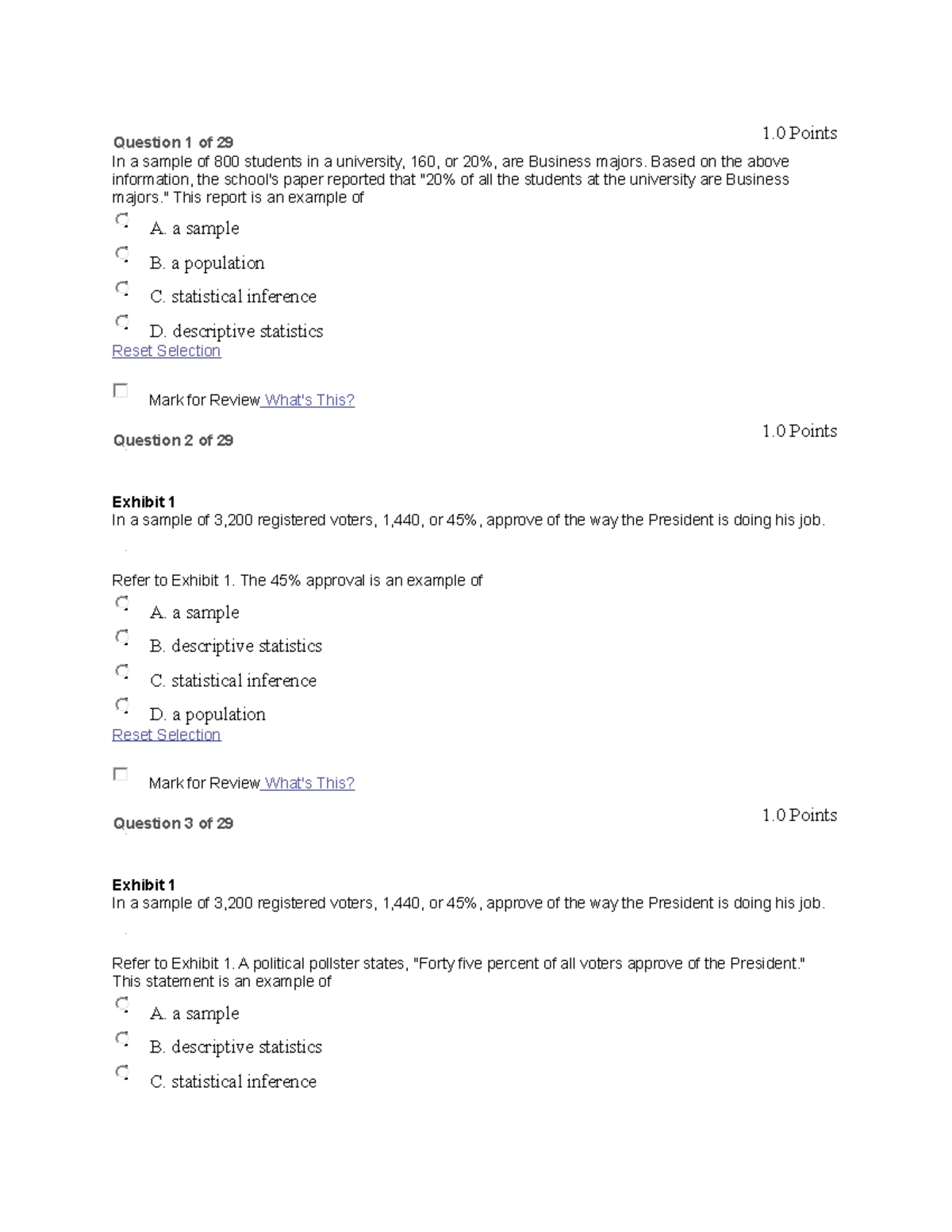Quiz 1 Review: Quantitative Methods BIT 2405 with Prof. Jones at VT ...