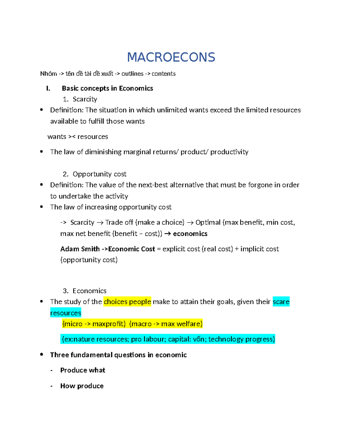 MACROECONS 04: Class Notes on Basic Economic Concepts and ...