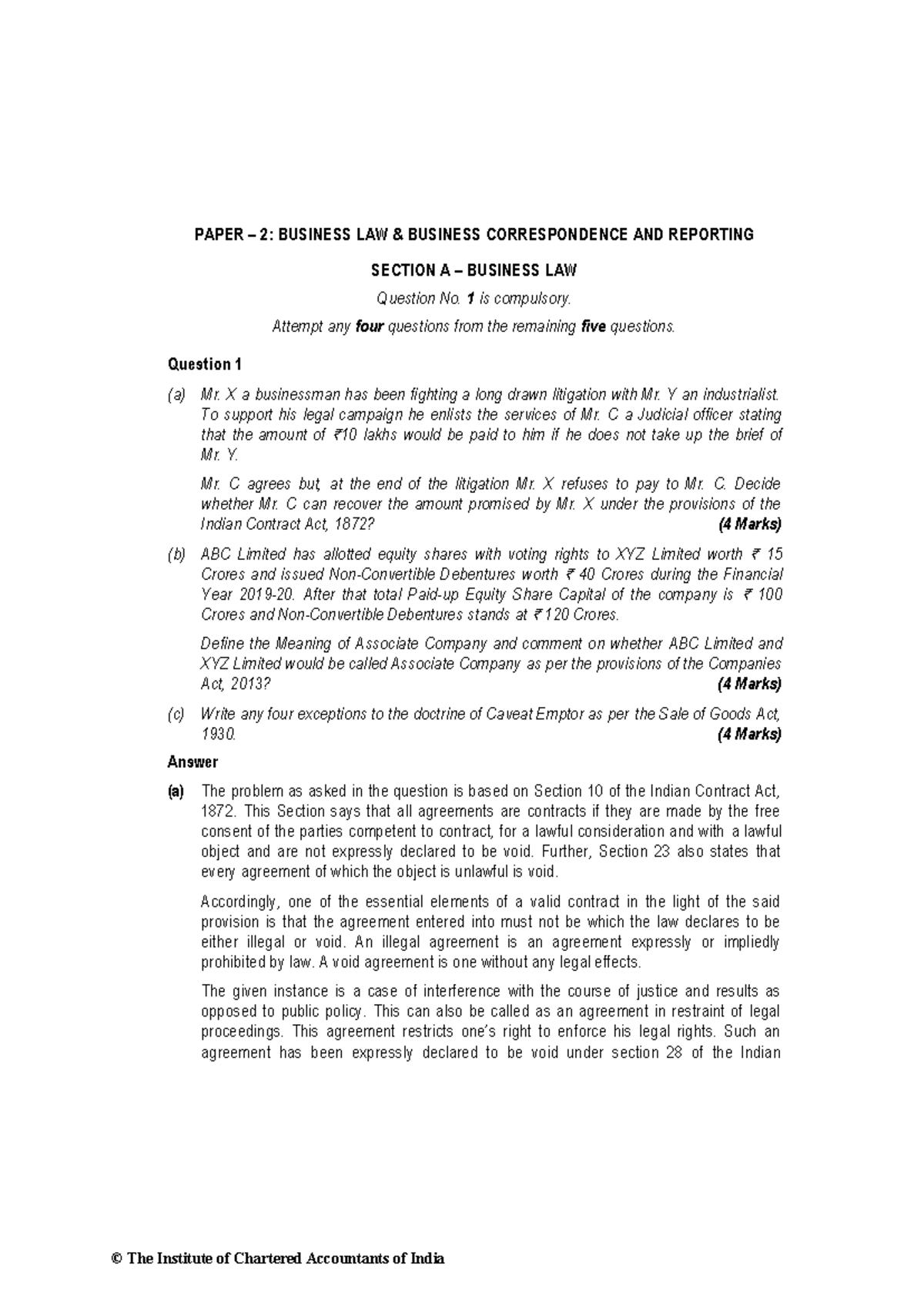 PAPER 2: BUSINESS LAW - FINAL EXAM QUESTIONS AND ANALYSIS - Studocu
