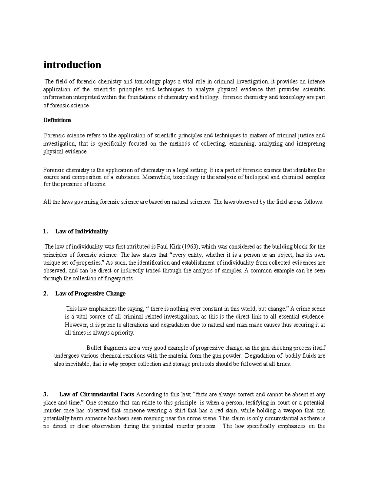UNIT 1 Forensic 3 - introduction The field of forensic chemistry and ...