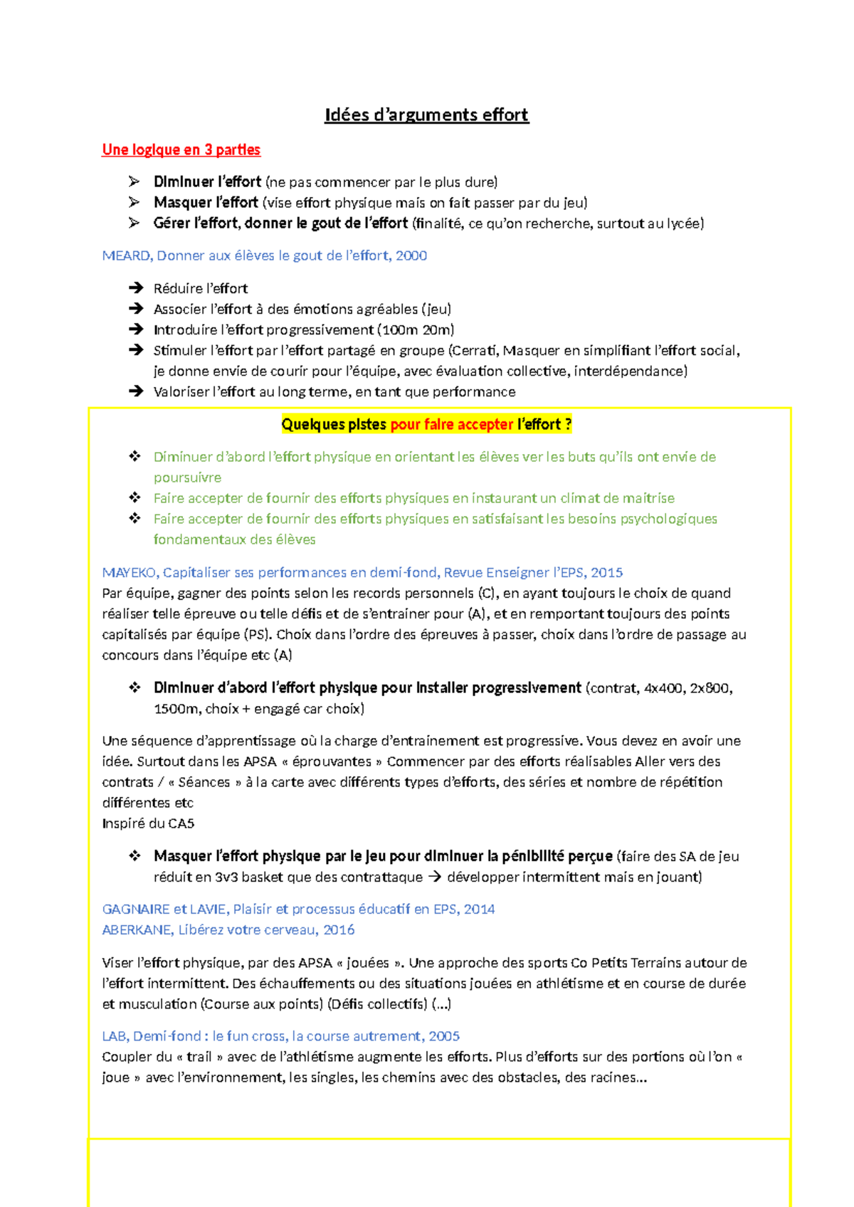 Idées d'Arguments pour Gérer l'Effort Écrit 2 - Stratégies d ...