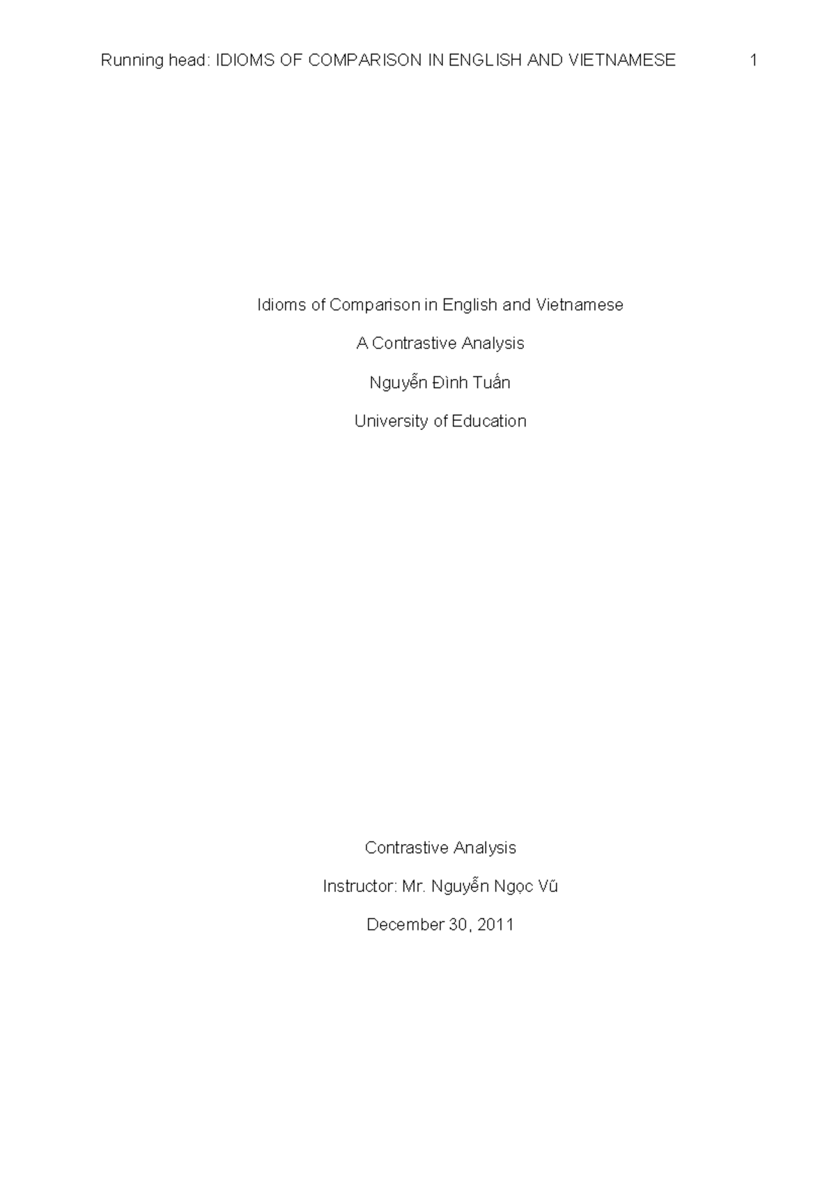 IDIOMS OF COMPARISON IN ENGLISH AND VIETNAMESE: A CONTRASTIVE ANALYSIS ...