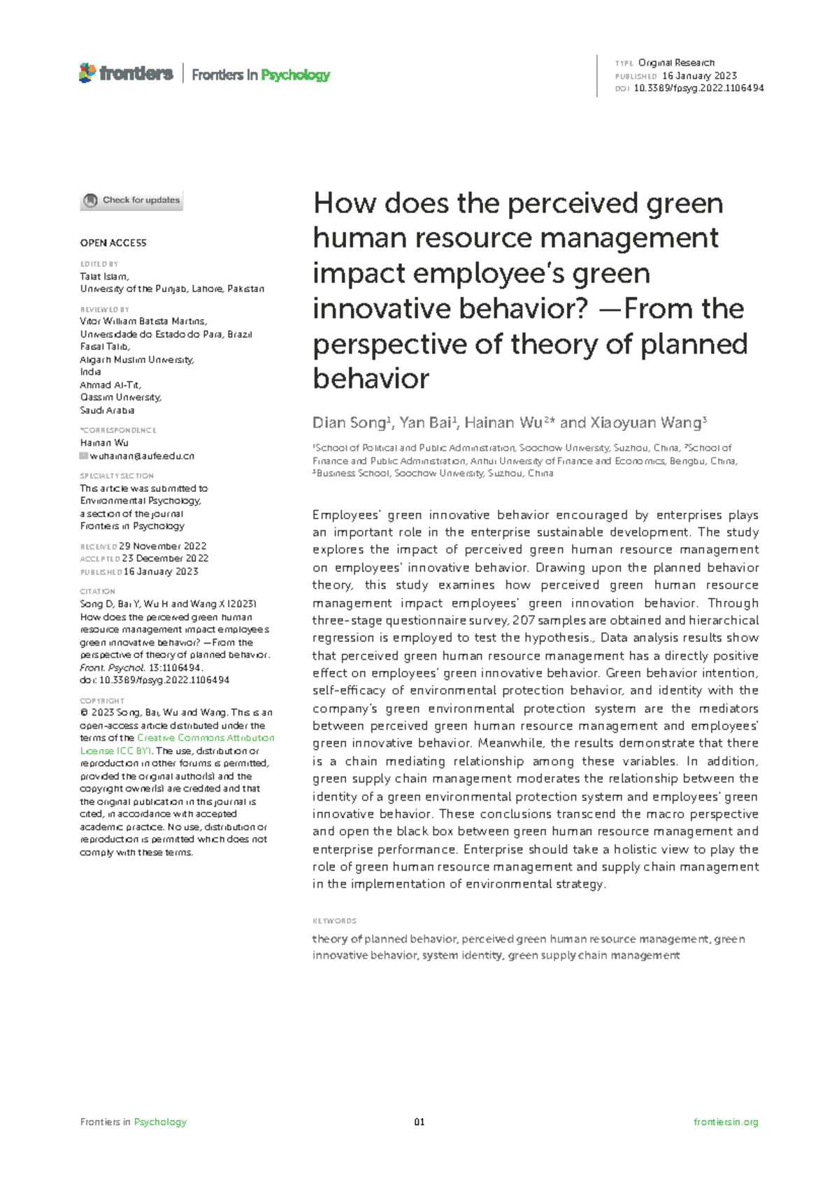 Perceived Green HRM and Its Impact on Employee Innovative Behavior ...