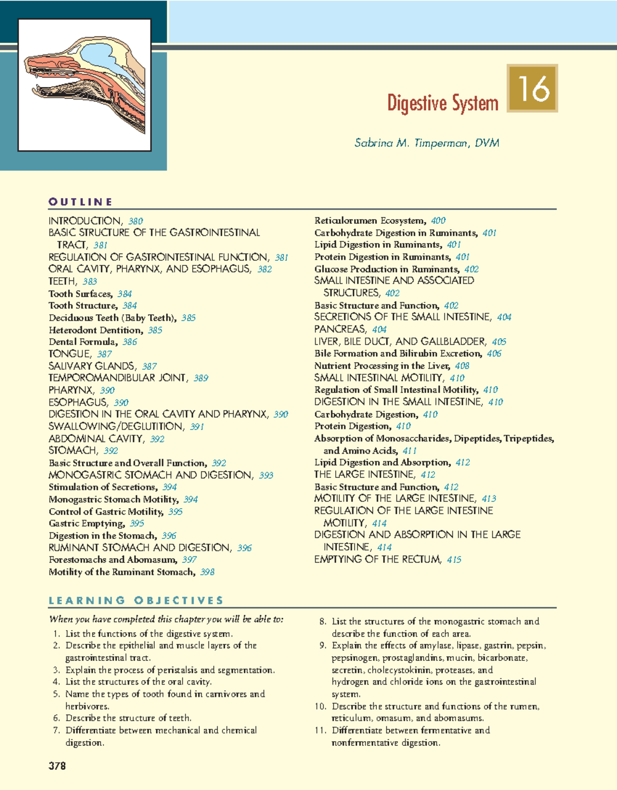 Digestive System Overview: Chapter 16 Outline and Key Concepts - Studocu