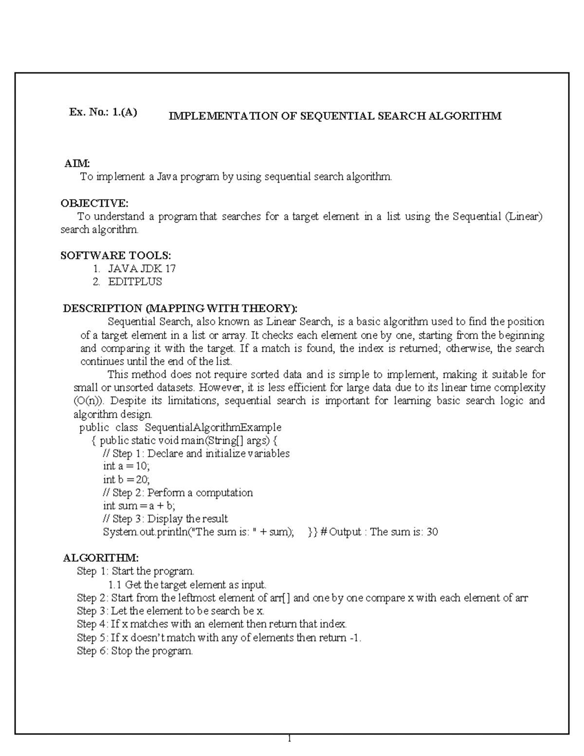 OOP - Student Manual: Exp 2 - Binary Search Algorithm Implementation ...