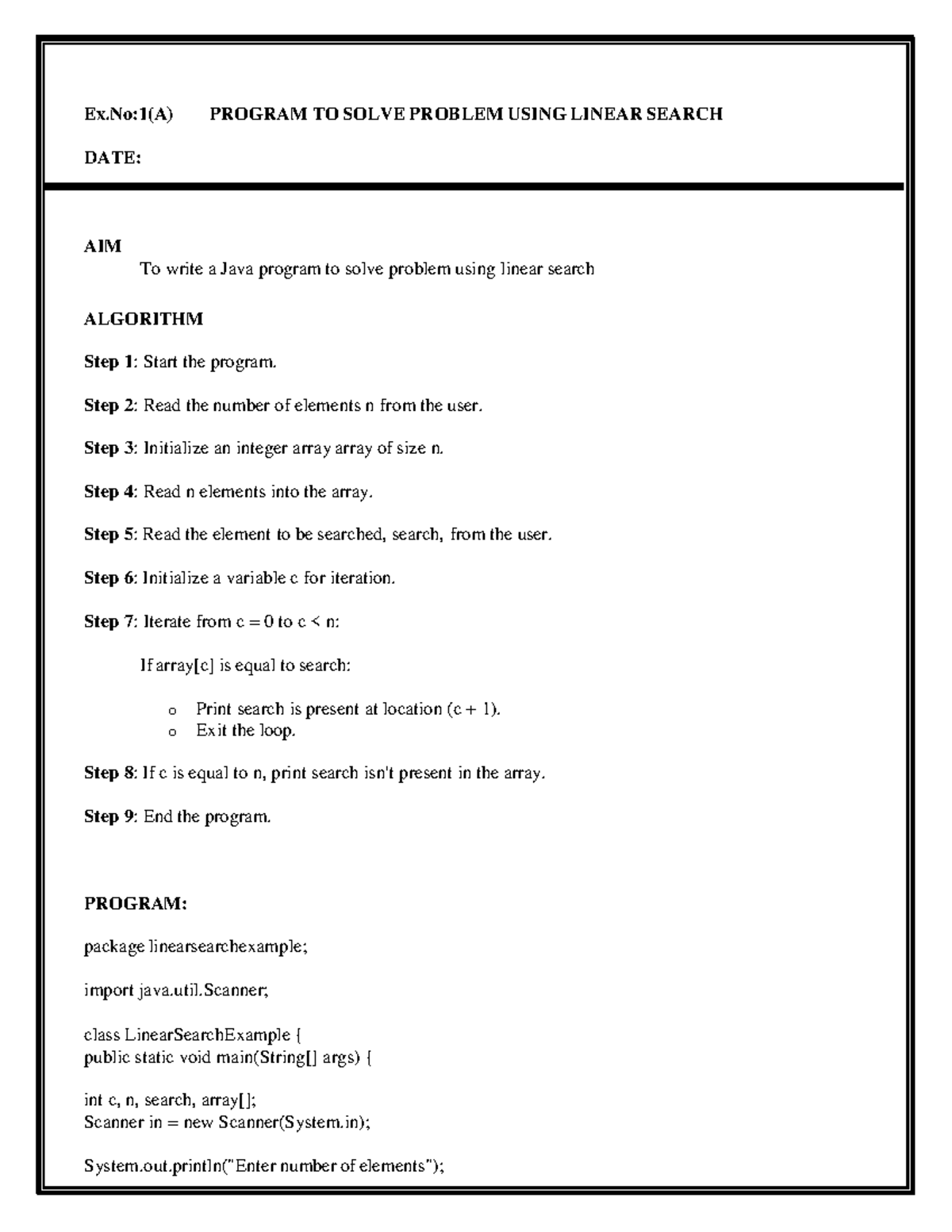 Programs - Object Oriented programming - Ex:1(A) PROGRAM TO SOLVE ...