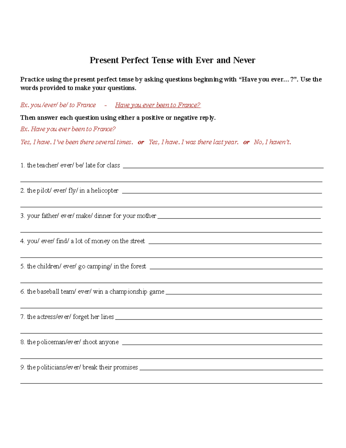Present Perfect Tense Practice Activities (Part 2) - Studocu
