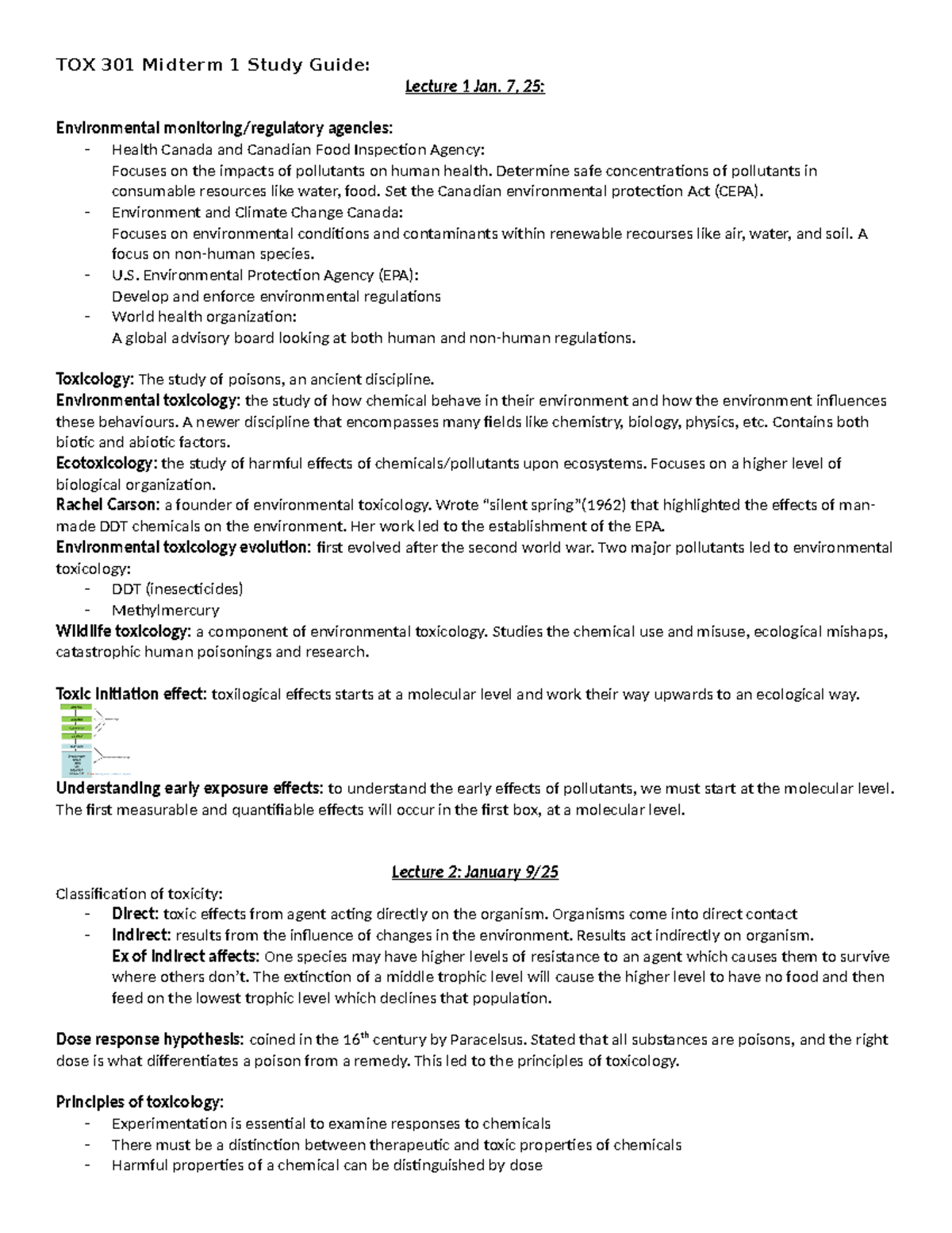 TOX 301 Midterm 1 Study Notes: Environmental Toxicology Insights - Studocu