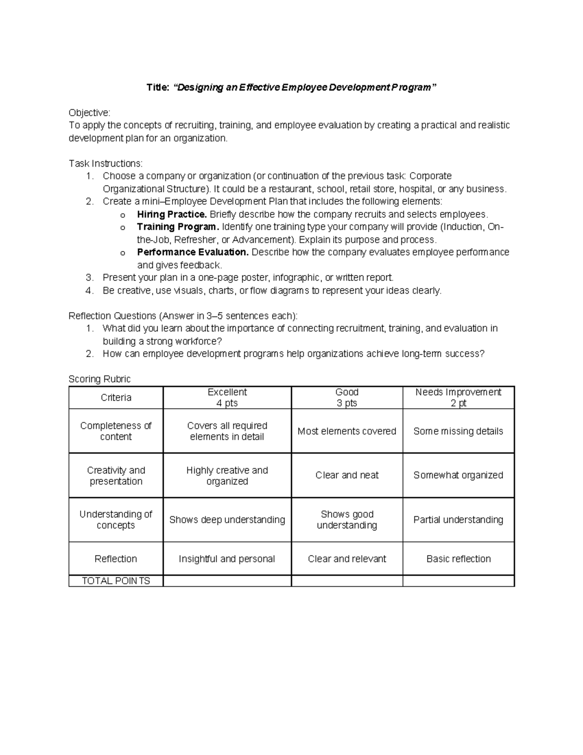 Designing an Effective Employee Development Plan (HRM 101) - Studocu