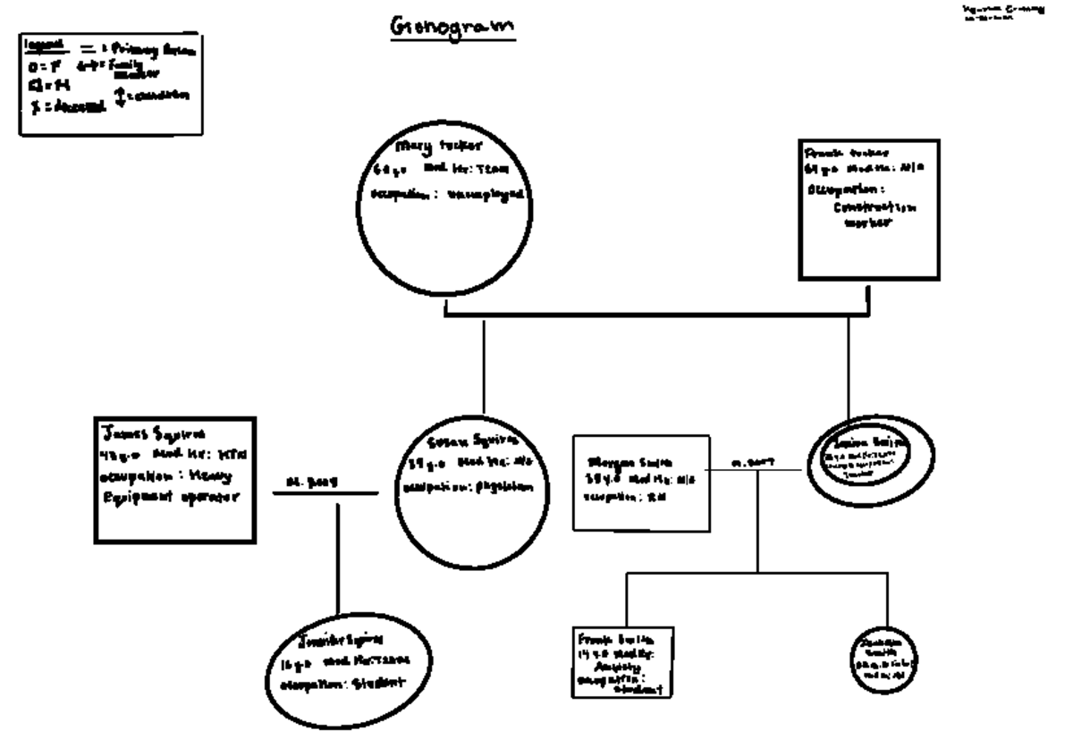 Maternity lab assignment - Genogram legend : Primary Person O F F ...