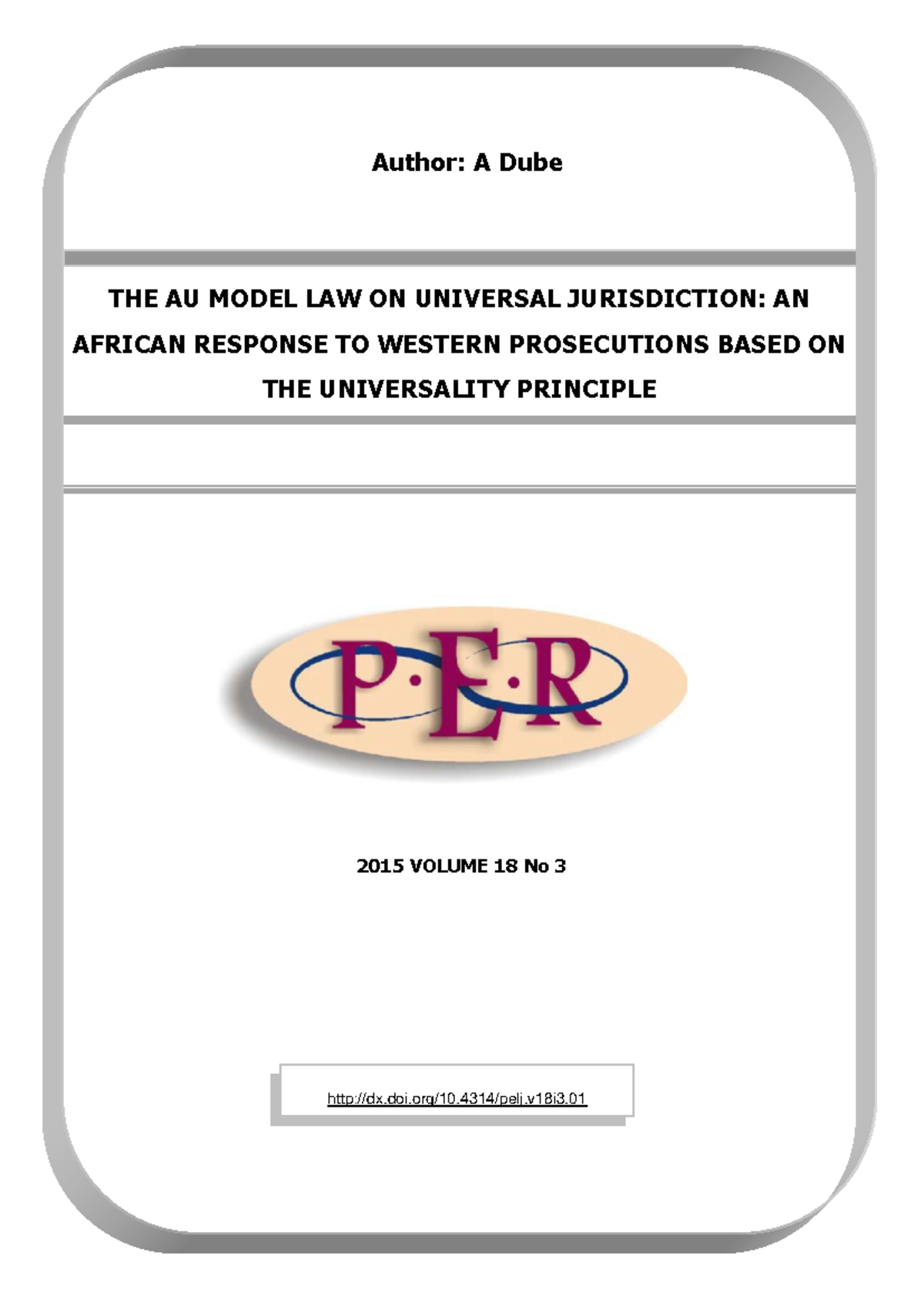 AU Model Law on Universal Jurisdiction 451 to 453 - ISSN 1727- 3781 ...