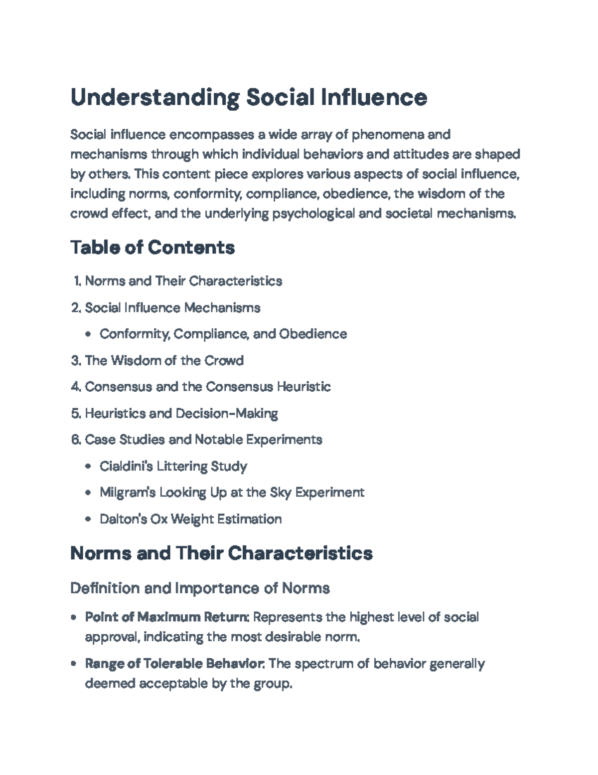Social Influence: Mechanisms, Norms, and Case Studies (PSY 101 ...