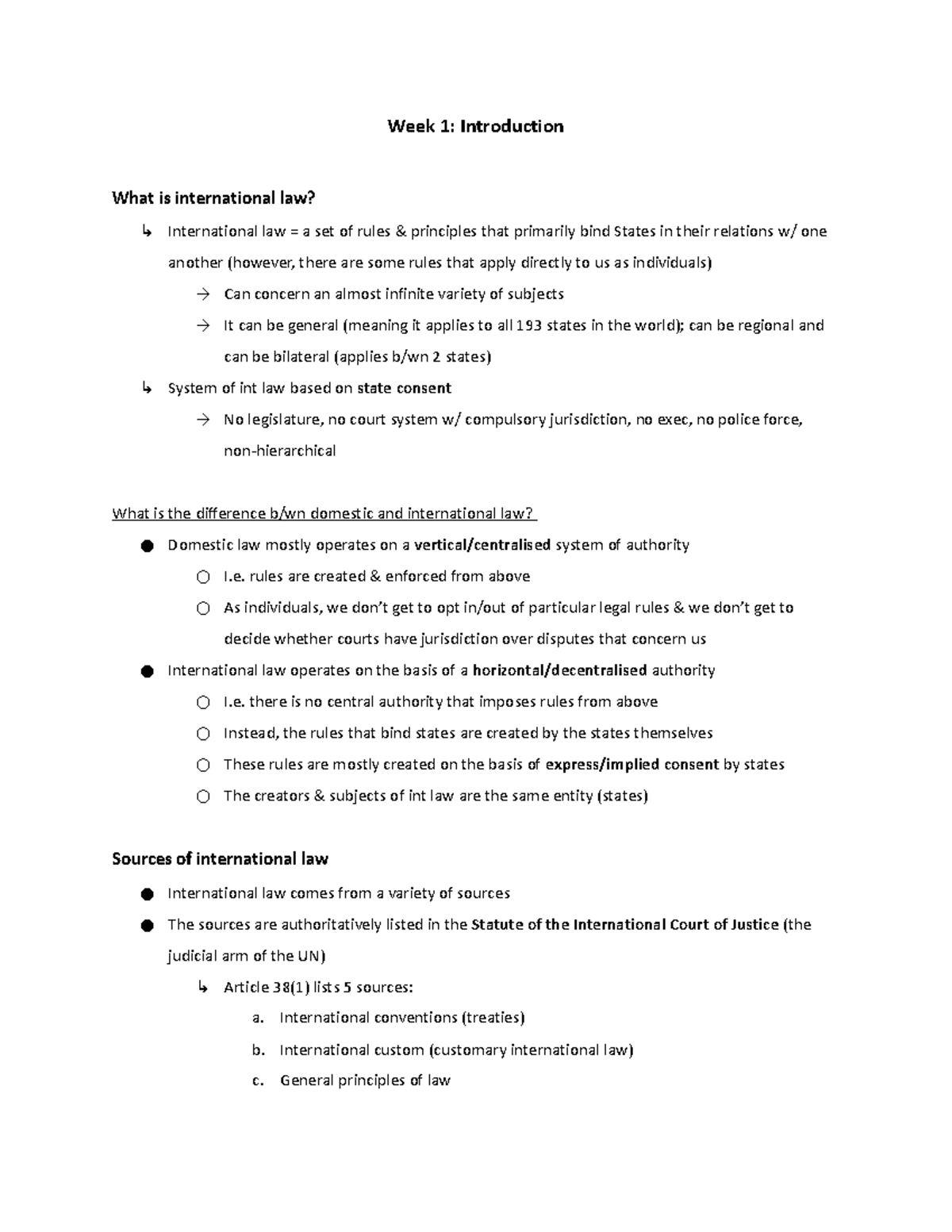 International Law Lecture Notes (Int Law 101) - Studocu