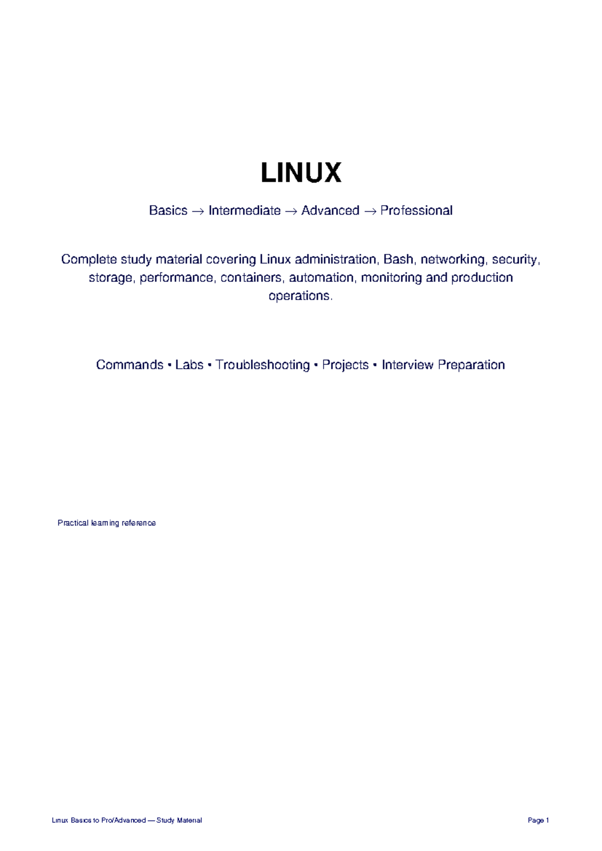 Linux Basics to Pro: Advanced Study Material for Admins and Users - Studocu