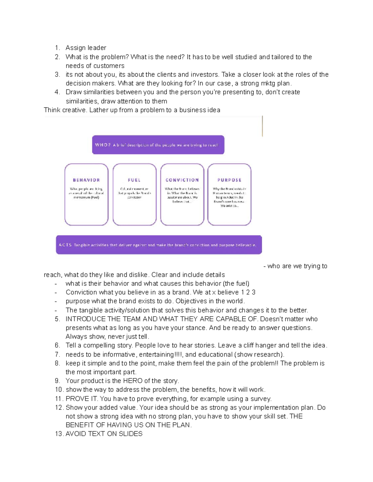 Perfect pitch - Assign leader What is the problem? What is the need? It ...