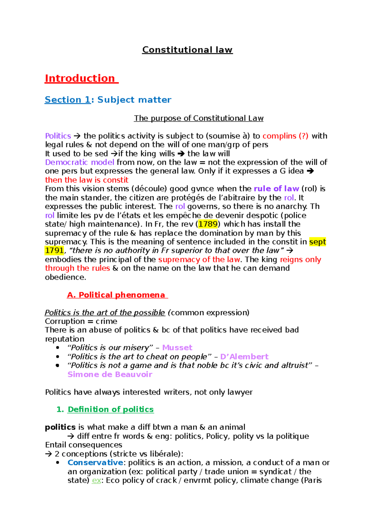 Constitutional Law Overview: Key Concepts and Principles (DROIT 101 ...
