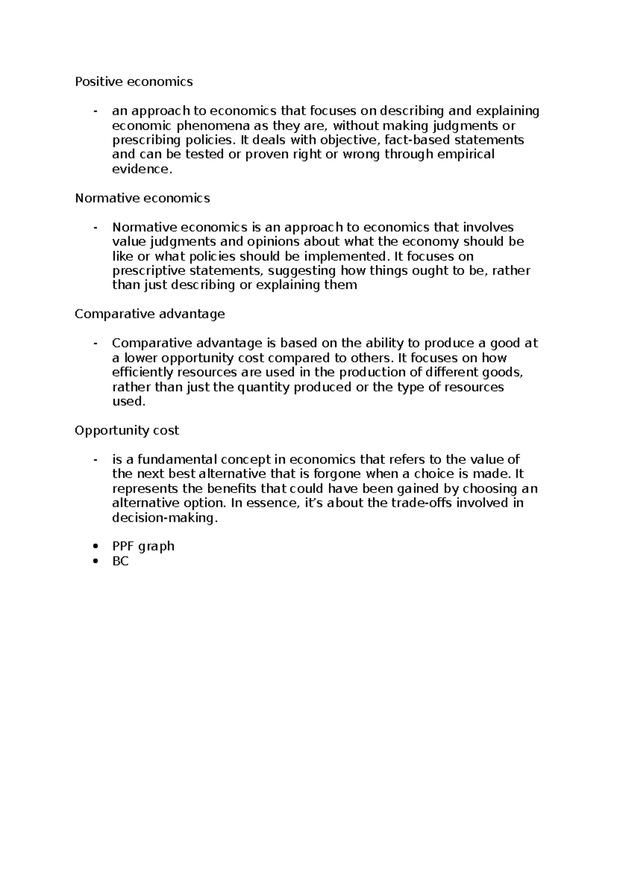 Study Sheet for ECON 130: Test 1 Concepts & Key Terms - Studocu
