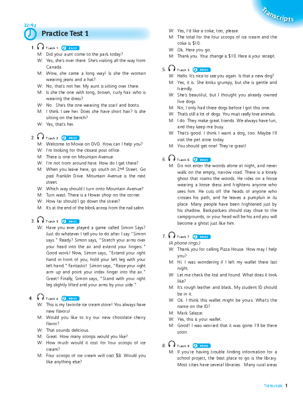 Transc 22:4 1 Listening Practice Test 1 Transcripts - Studocu