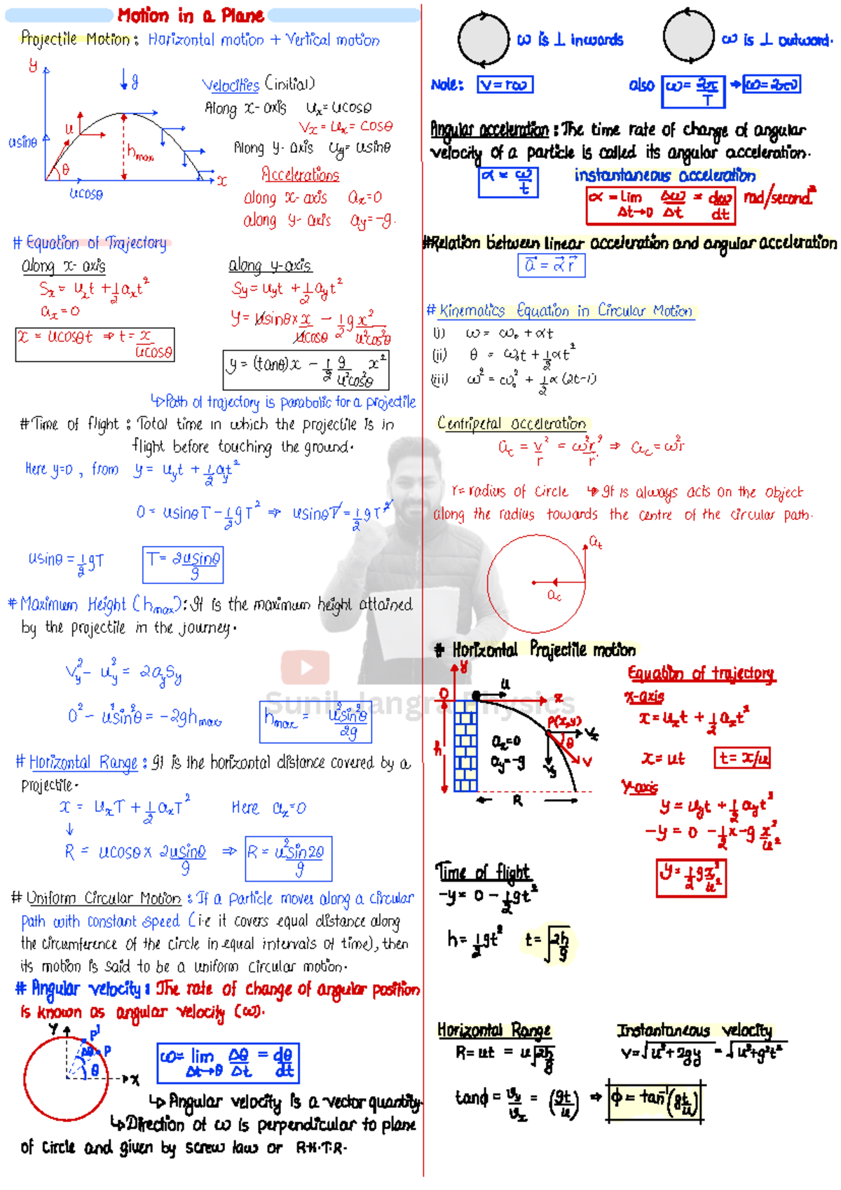 Motion in a Plane: Projectile Motion Notes (Physics 101) - Studocu