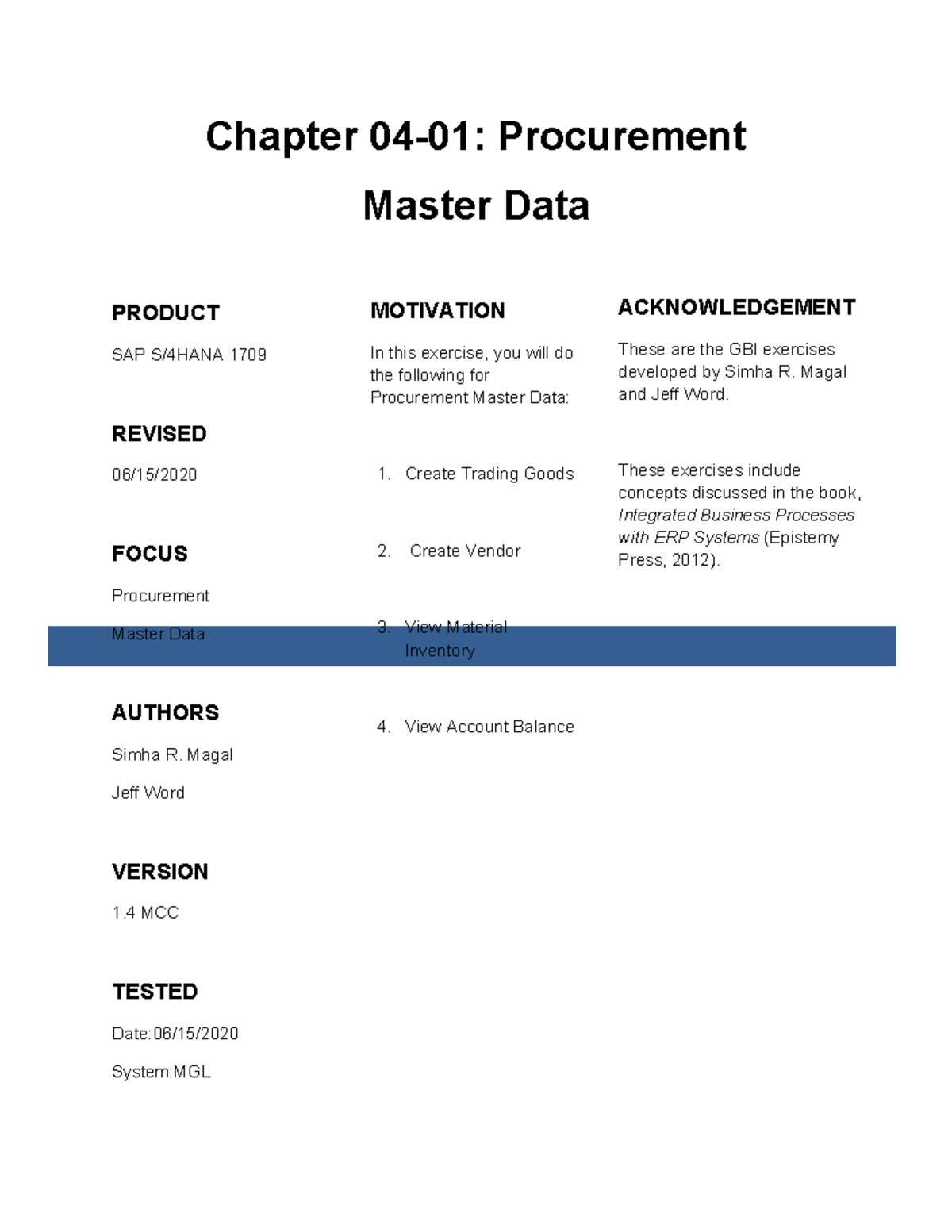 Chapter 04: Procurement Master Data Overview - SAP 1709 Module 3 ...
