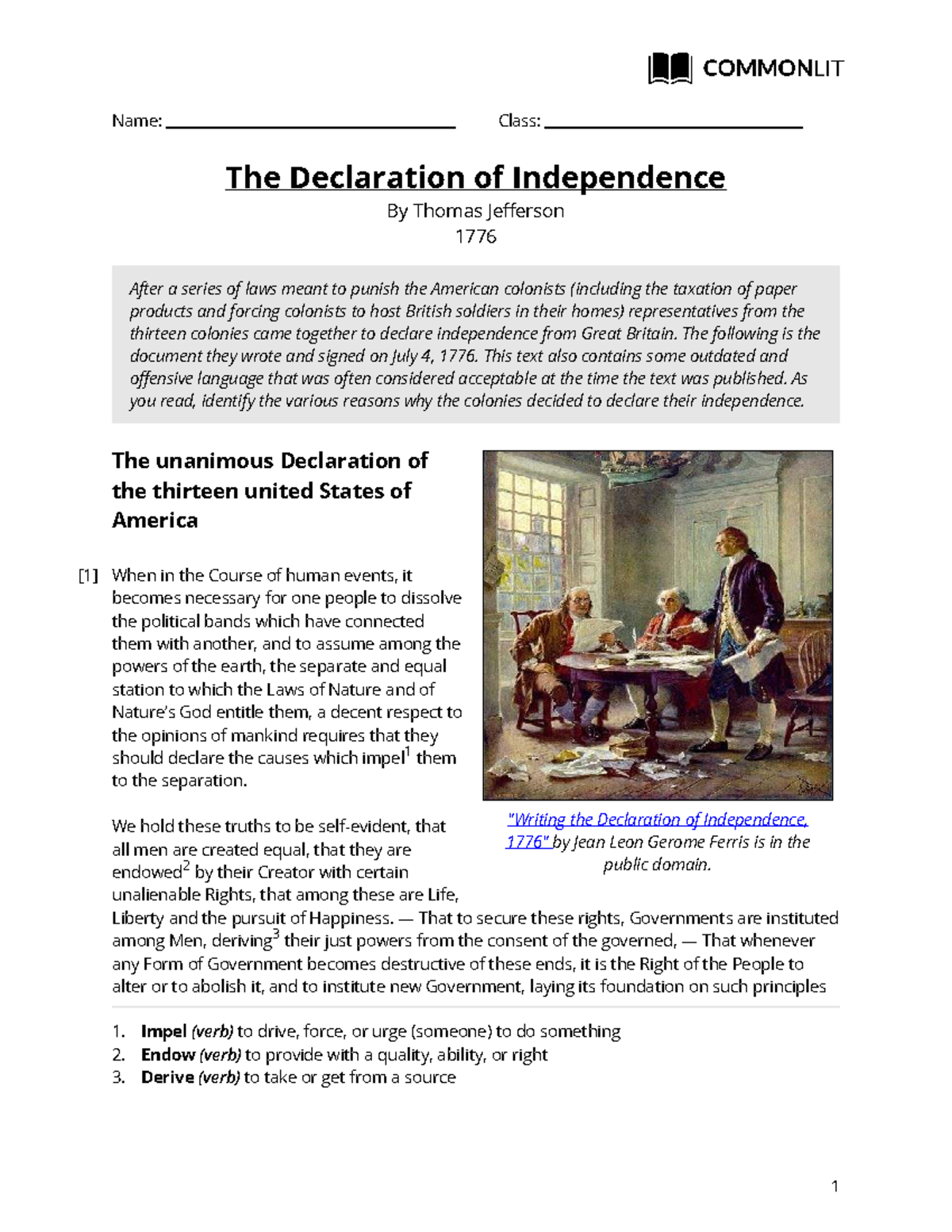 The Declaration of Independence: Analyzing Jefferson's 1776 Document ...
