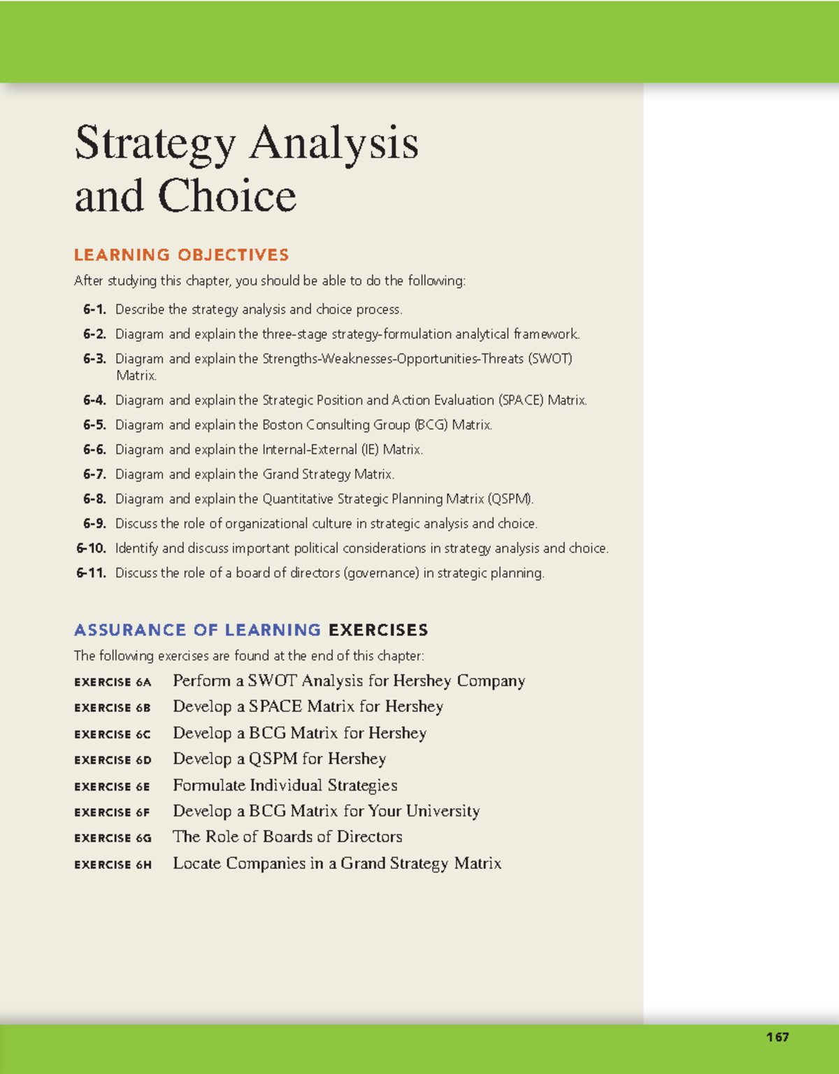 Chapter 6 - Strategy Analysis and Choice - 167 ####### AssurAnce of ...