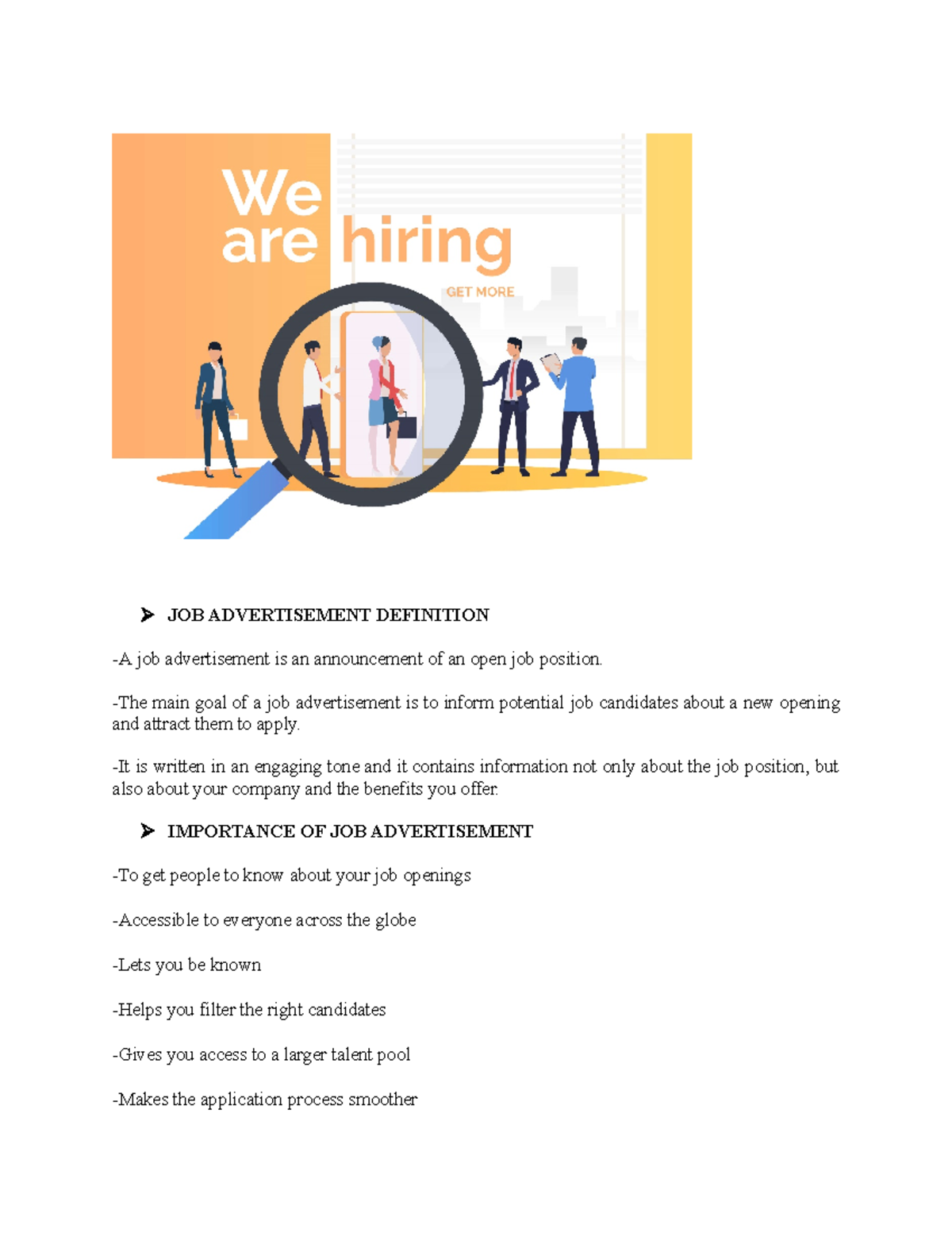 JOB Advertisement Guide: Tips and Structure for Success - Studocu