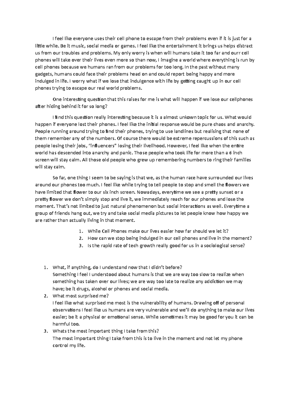 EN 112 Essay Notes: The Impact of Cell Phones on Human Life - Studocu