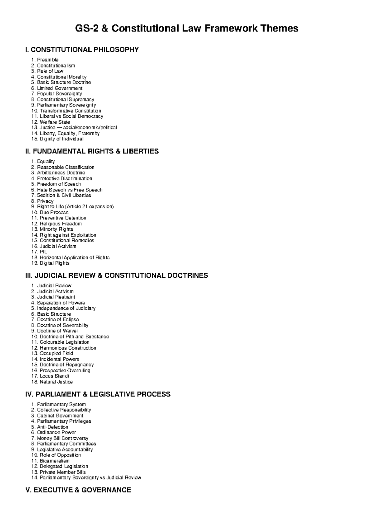 Constitutional Law Framework: Key Themes & Concepts Overview - Studocu