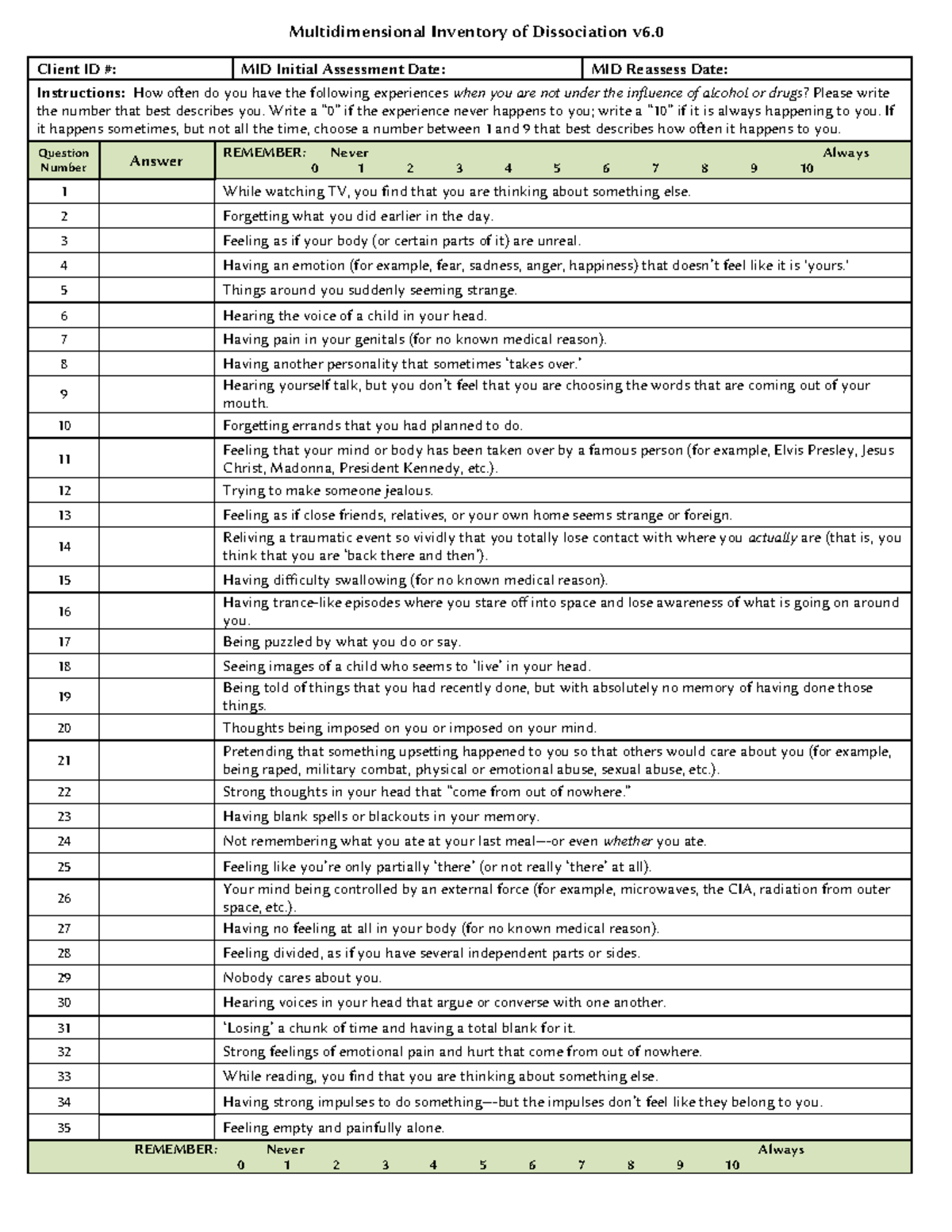 MID Initial Assessment Questionnaire for MS Word - May 2020 - Studocu