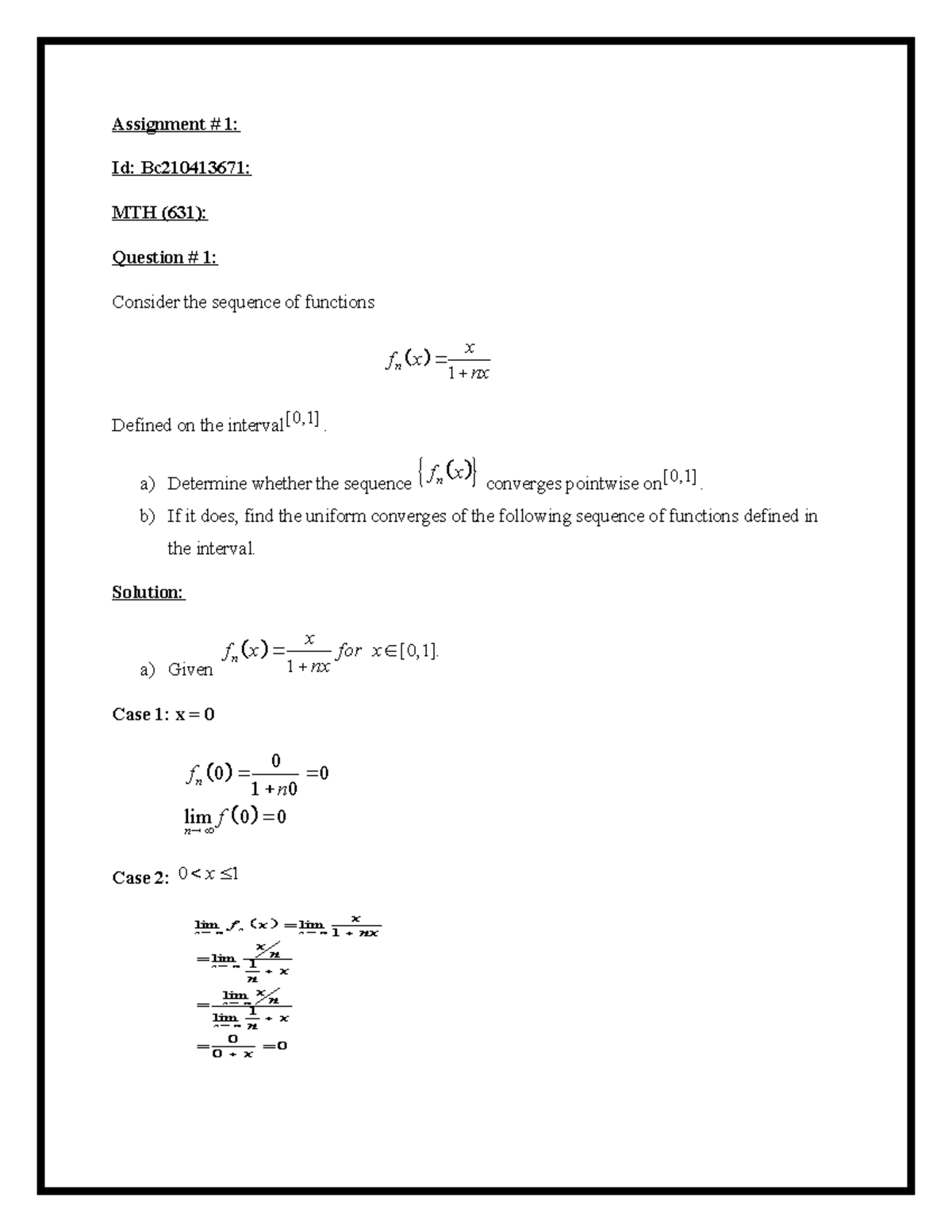 Spring 2025 MTH631 Assignment 1: Convergence of Function Sequences ...