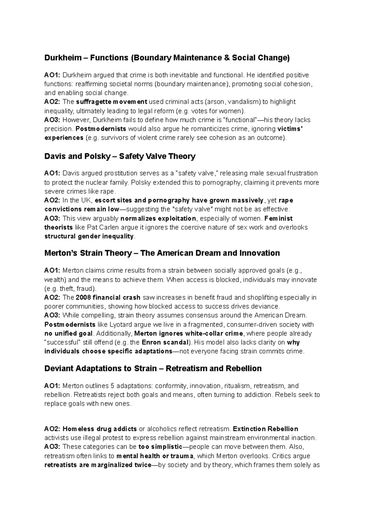 Crime and Deviance Notes (Sociology 101) - Studocu