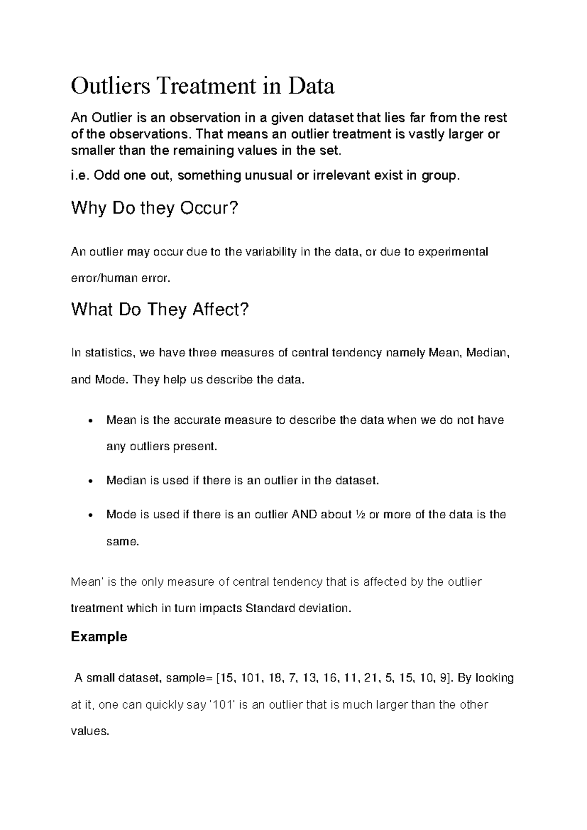 Outliers Treatment in Data - That means an outlier treatment is vastly ...