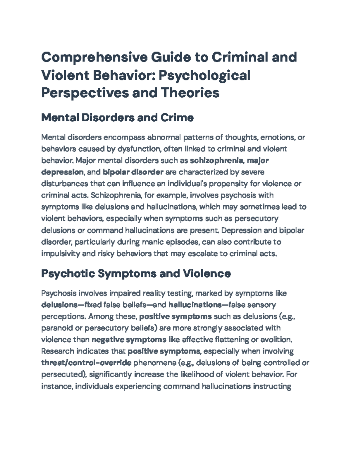 Psychological Insights into Violent and Criminal Behavior: A ...
