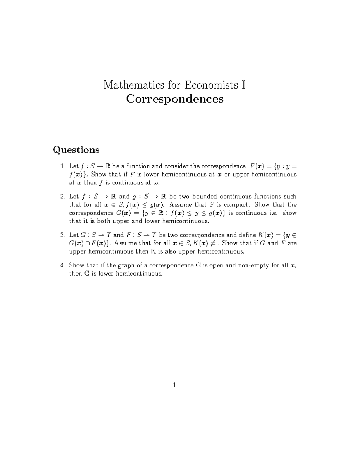 Lecture 5 - Questions for Mathematics for Economists I - Studocu
