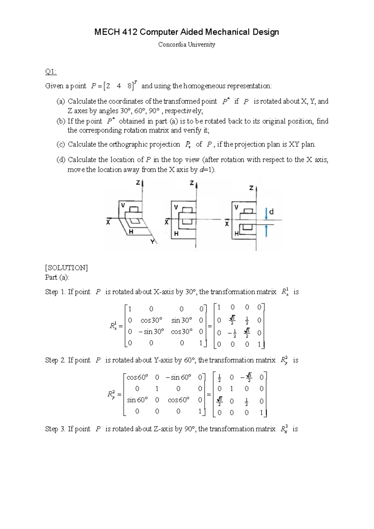 MECH 412 Computer Aided Mechanical Design Exercise 2 Solutions - Studocu