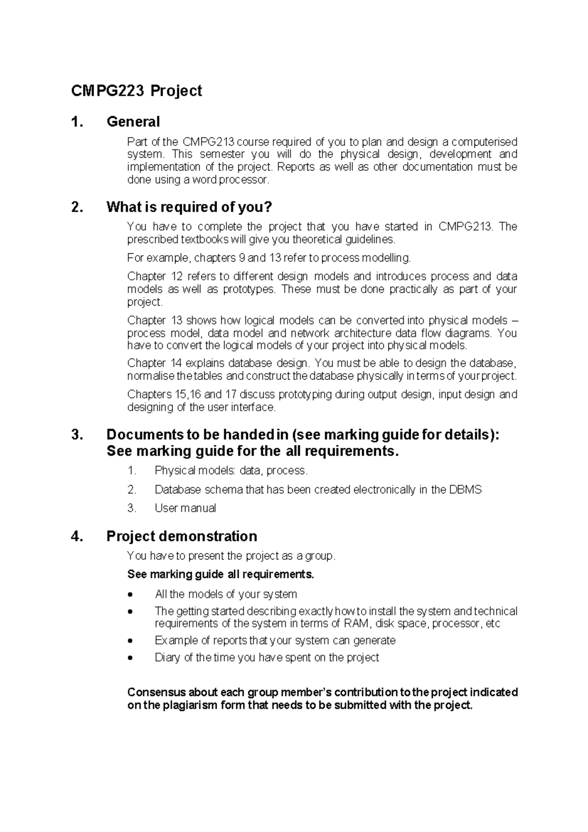 CMPG223 Project 1: Physical Design & Implementation Guide - Studocu