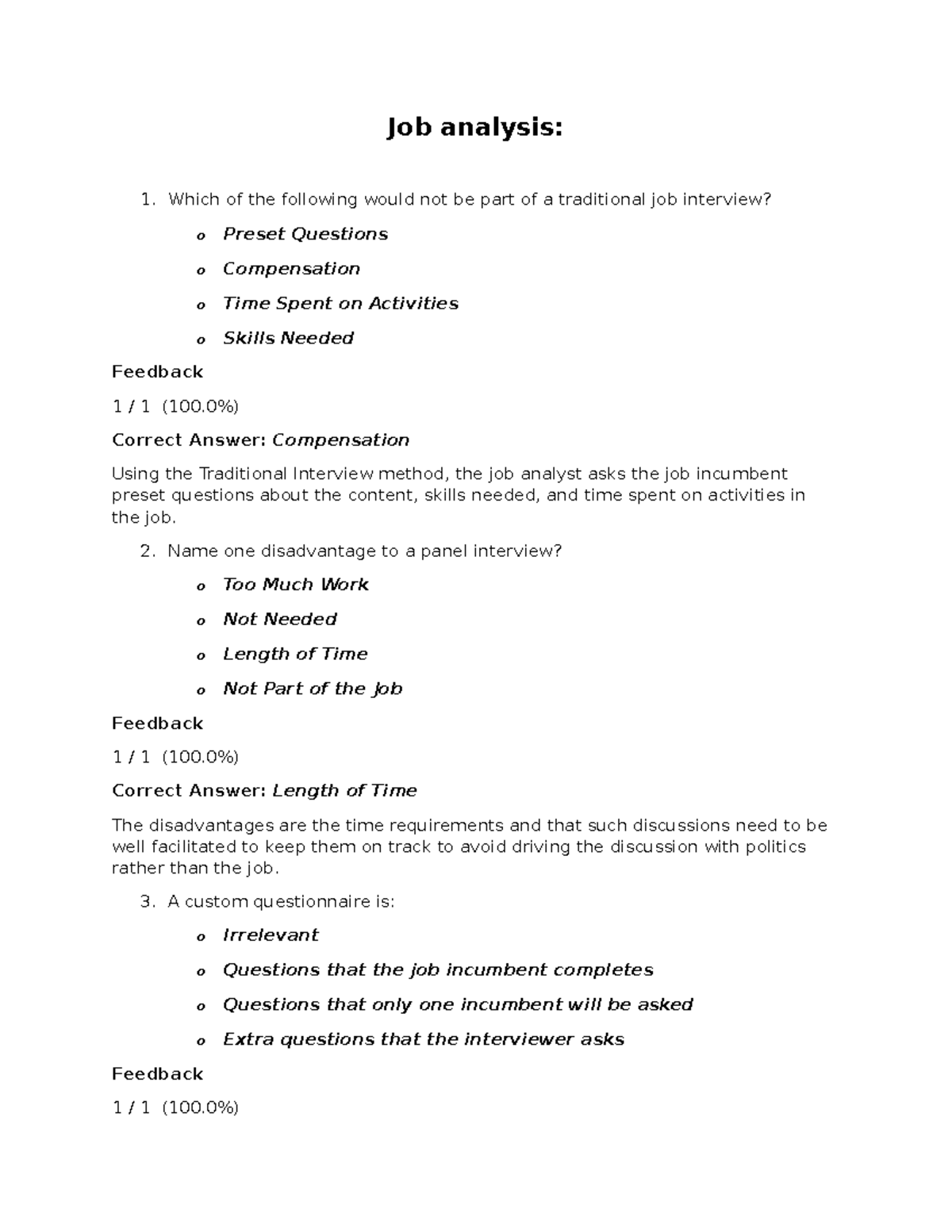 Job analysis test bank - Job analysis: 1. Which of the following would ...