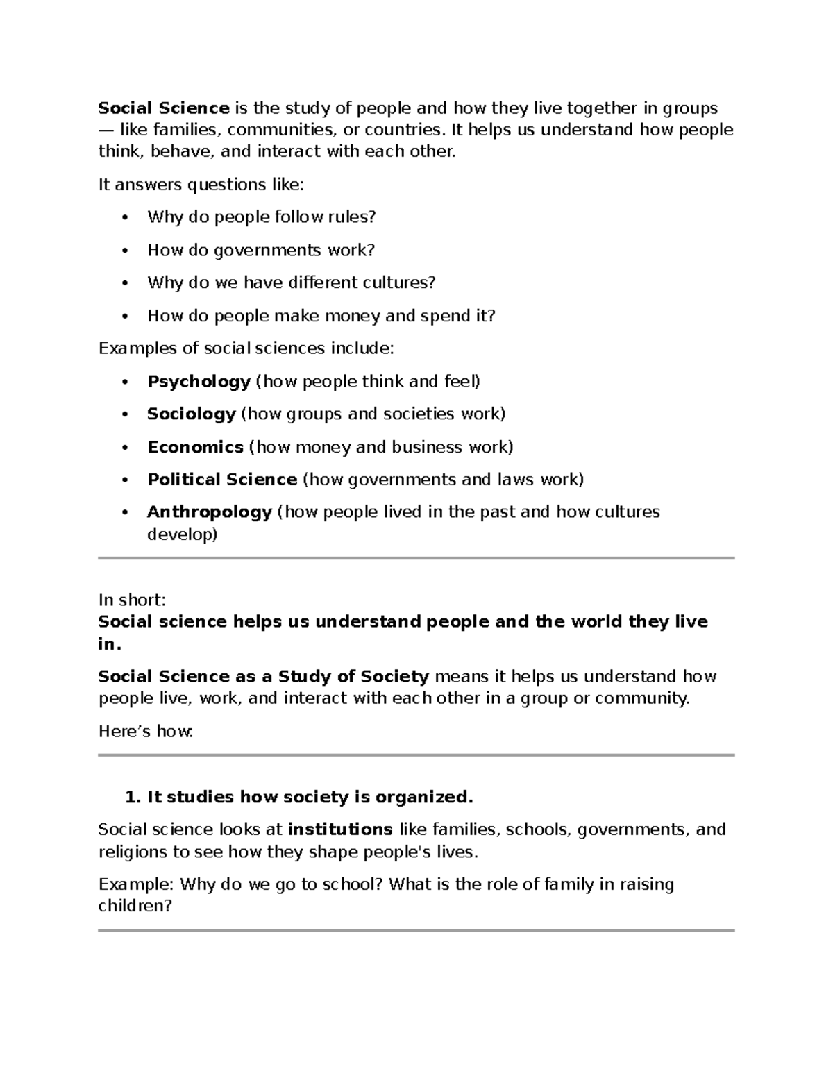 SOC 101: Week 1 Notes on Social Science and Society Understanding - Studocu